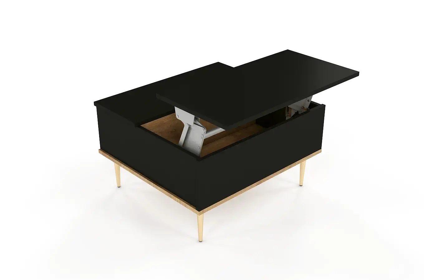 Czarny nowoczesny stolik kawowy Skandica HARMONI z otwieranym blatem