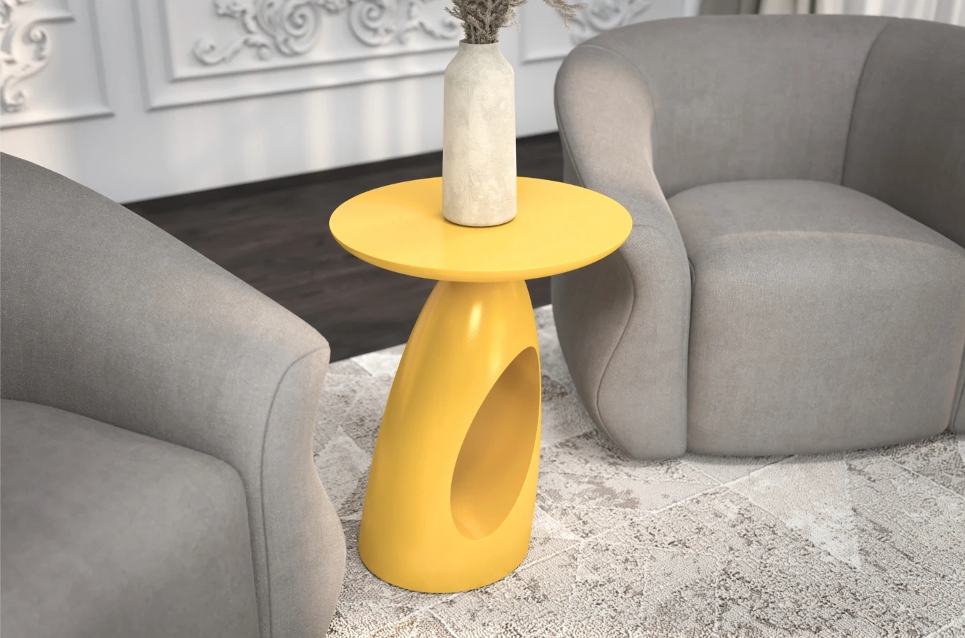 Stolik drewniany Kayani ISLAND różne kolory, wys. 40 cm / kolor żółty