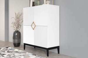 Drewniana komoda Visby DEMI HIGH / kolor biały + czarne nogi / szer. 100 cm