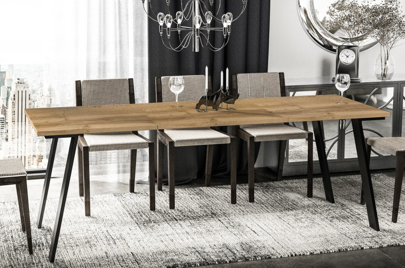 Nowoczesny rozkładany stół LIWIA 130-210 x 80 cm (dąb wotan)