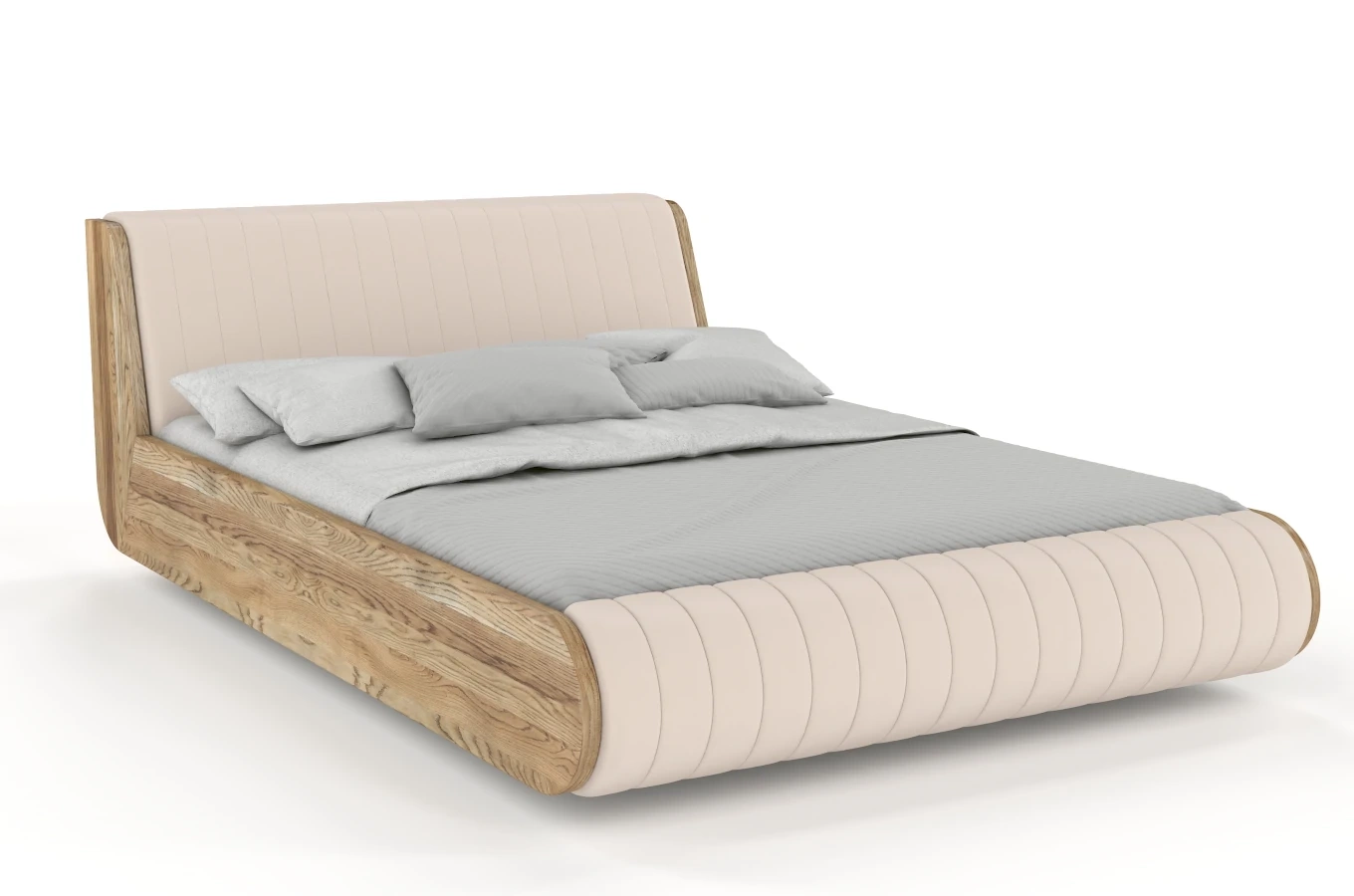 Łóżko lewitujące drewniane dębowe Visby HARALD