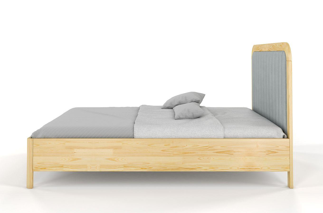 Tapicerowane łóżko drewniane sosnowe Visby MODENA BC z wysokim zagłówkiem / 180x200 cm, kolor naturalny, zagłówek Casablanca 2314 (skrzynia na pościel)