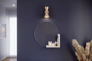 Okrągłe białe lustro z półką Skandica LUCIJA  / średnica 60 cm