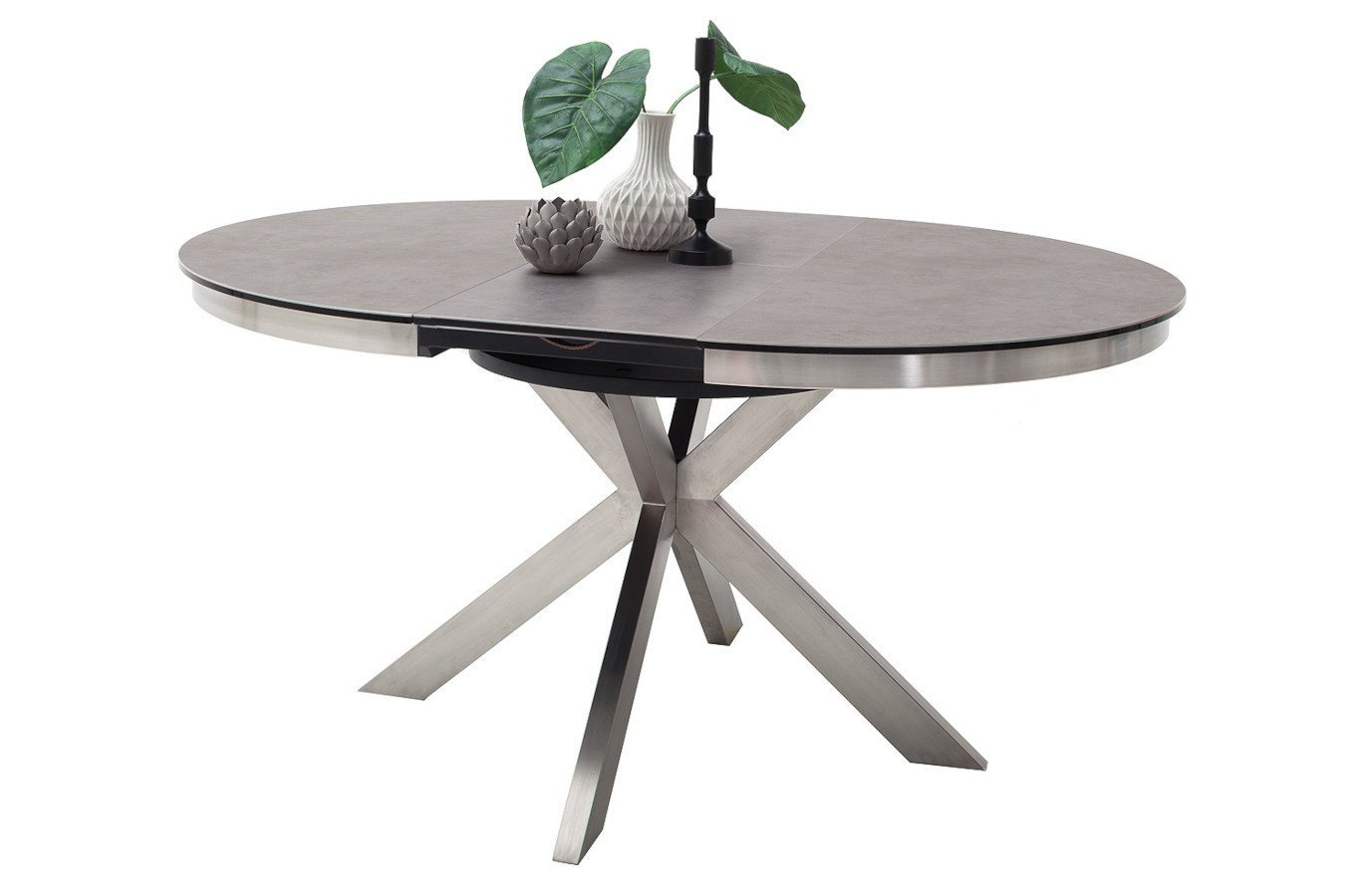 Okrągły rozkładany stół WINNIPEG na metalowych nogach / 120-160 x 120 cm