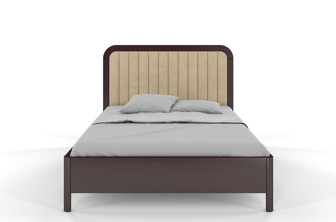 Tapicerowane łóżko drewniane bukowe Visby MODENA z wysokim zagłówkiem