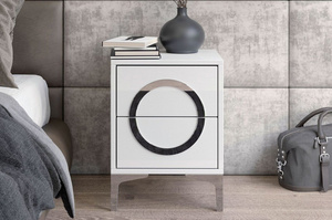 Biała nowoczesna szafka nocna Dancan EVA połysk / szer. 40 cm