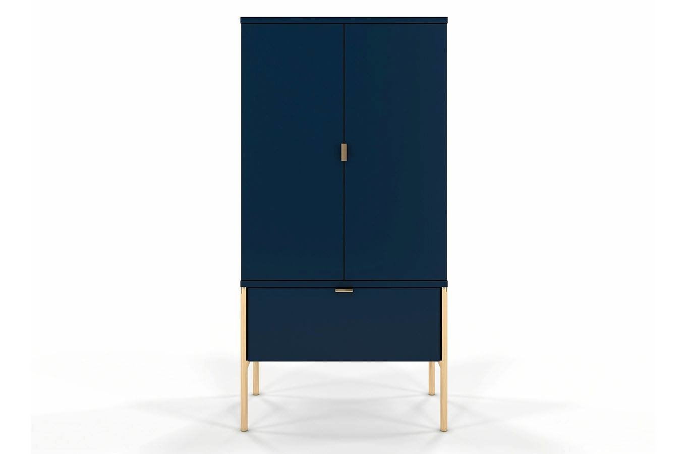 Wysoka elegancka granatowa komoda Skandica POLKA na złotych nóżkach / szer. 60 cm
