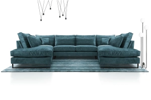 Nowoczesny narożnik LAURENTIA U z metalowymi nogami