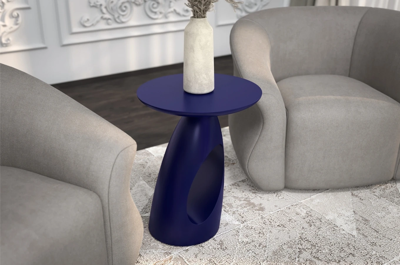 Stolik drewniany Kayani ISLAND różne kolory, wys. 40 cm / kolor granat szlachetny