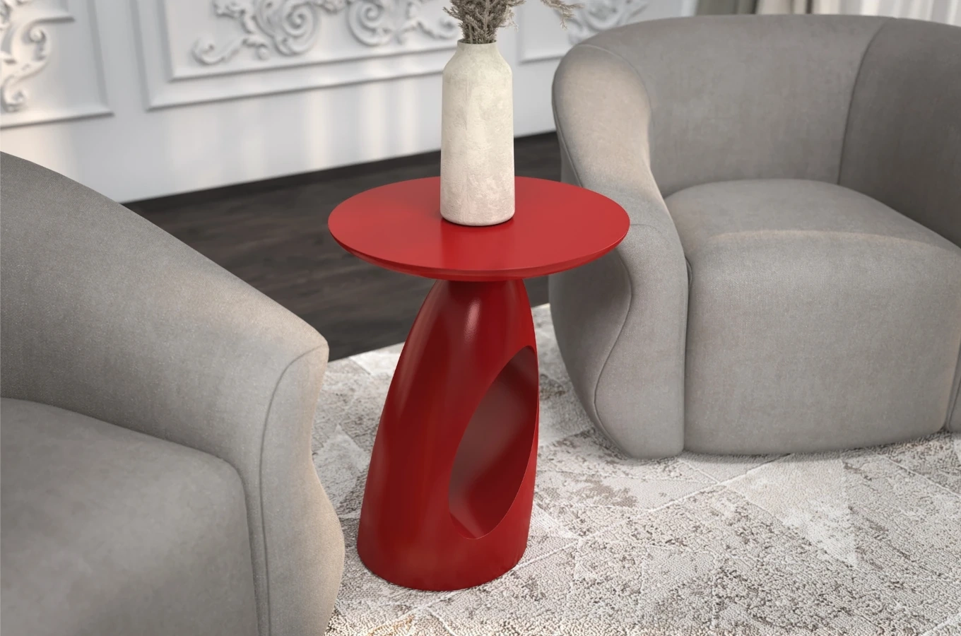 Stolik drewniany Kayani ISLAND różne kolory, wys. 40 cm / kolor bordowy