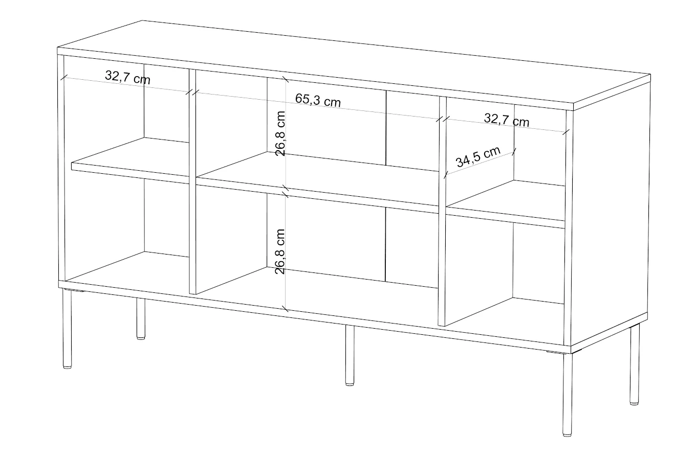 Czarna komoda Skandica MERLIN ze srebrnymi dodatkami / szer. 138 cm