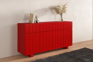 Nowoczesna komoda z frontami 3D Skandica CUBO LONG / kolor bordowy / szer. 169 cm