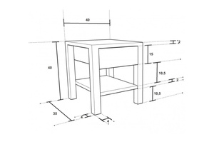 Drewniana szafka nocna LONZO / szer. 40 cm