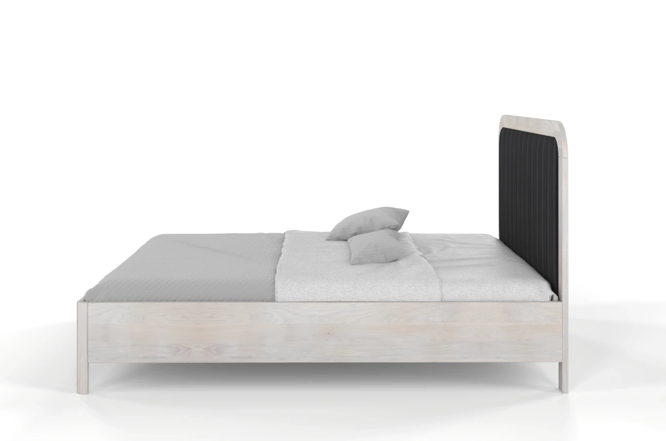 Tapicerowane łóżko drewniane dębowe Visby MODENA z wysokim zagłówkiem / 140x200 cm, olej bielony, zagłówek Casablanca 2316