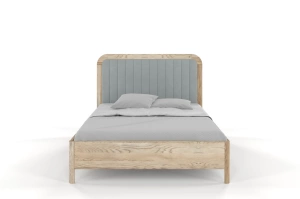Tapicerowane łóżko drewniane dębowe Visby MODENA z wysokim zagłówkiem / 200x200 cm, olej retro, zagłówek Casablanca 2314