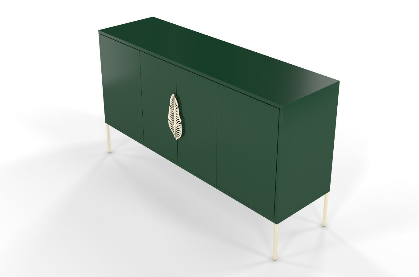 Zielona komoda Skandica MERLIN ze złotymi dodatkami / szer. 138 cm