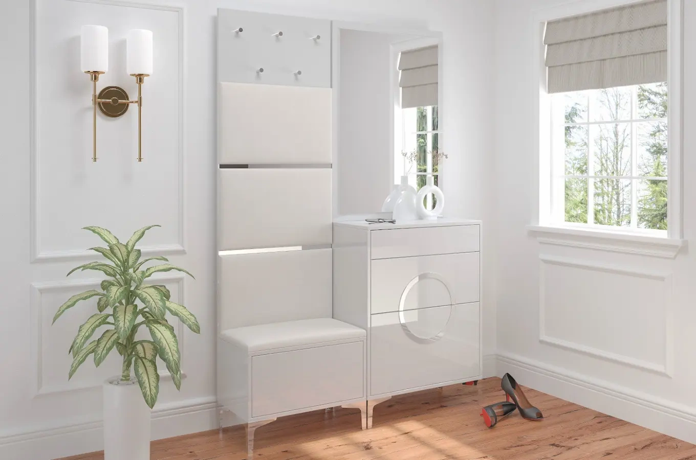 Lustro Dancan EVELINE w ramie w kolorze białym