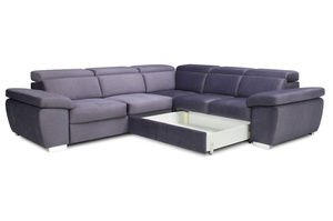 Nowoczesny narożnik GENUA z funkcją spania i pojemnikiem na pościel