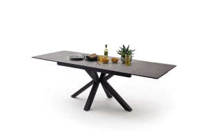 Nowoczesny rozkładany stół NAGANO z ceramicznym blatem na metalowych nogach, kolor antracyt / 160-240 x 90 cm