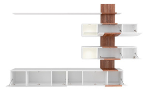 Nowoczesna meblościanka QUILL / biały + dąb sterling / szer. 250 cm