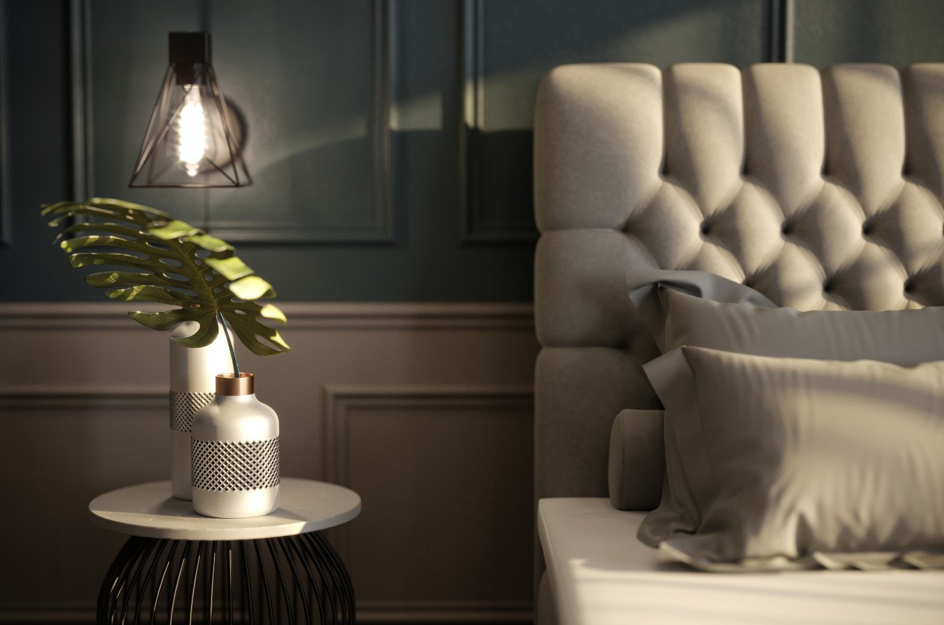 Eleganckie tapicerowane łóżko kontynentalne do sypialni PALACE z pojemnikiem na pościel