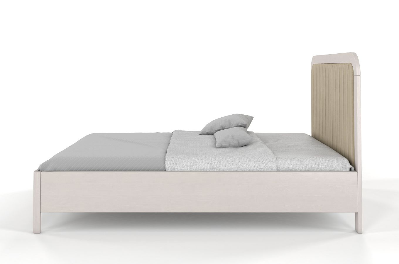 Tapicerowane łóżko drewniane sosnowe Visby MODENA z wysokim zagłówkiem