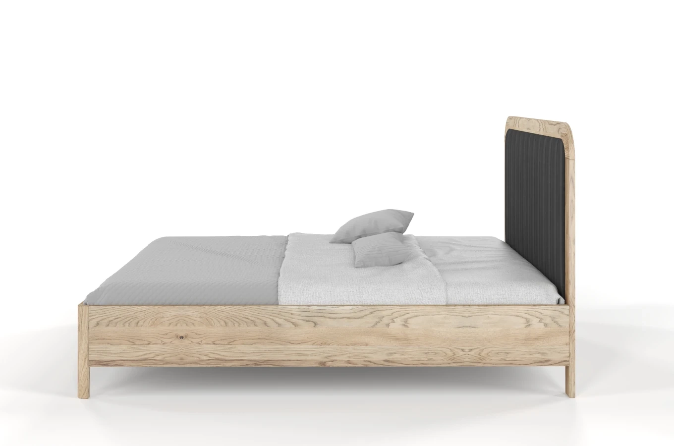 Tapicerowane łóżko drewniane dębowe Visby MODENA z wysokim zagłówkiem / 200x200 cm, olej retro, zagłówek Casablanca 2315