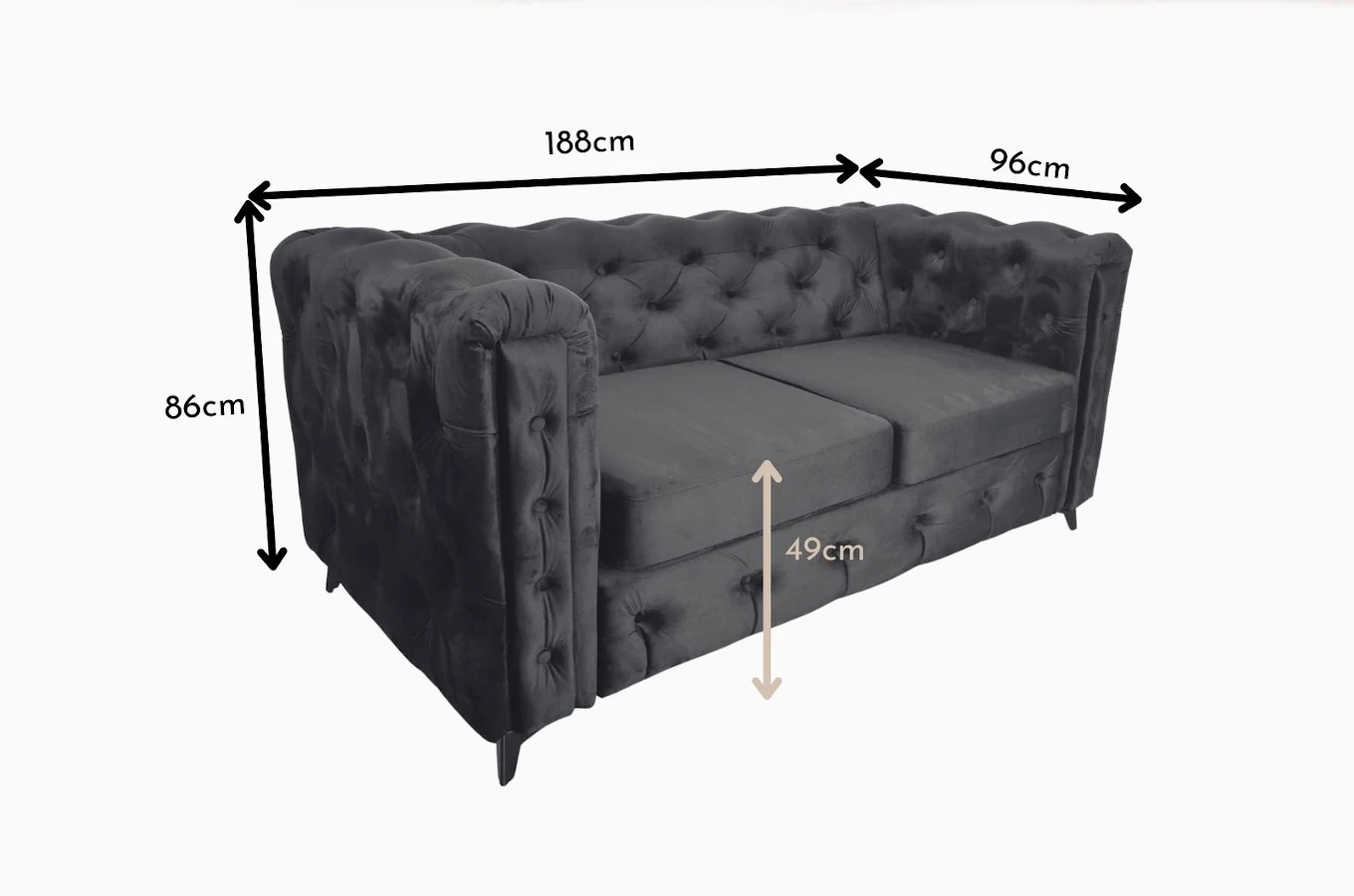 Elegancka 2-osobowa sofa MEDIOLAN II w stylu Chesterfield / szerokość 188 cm