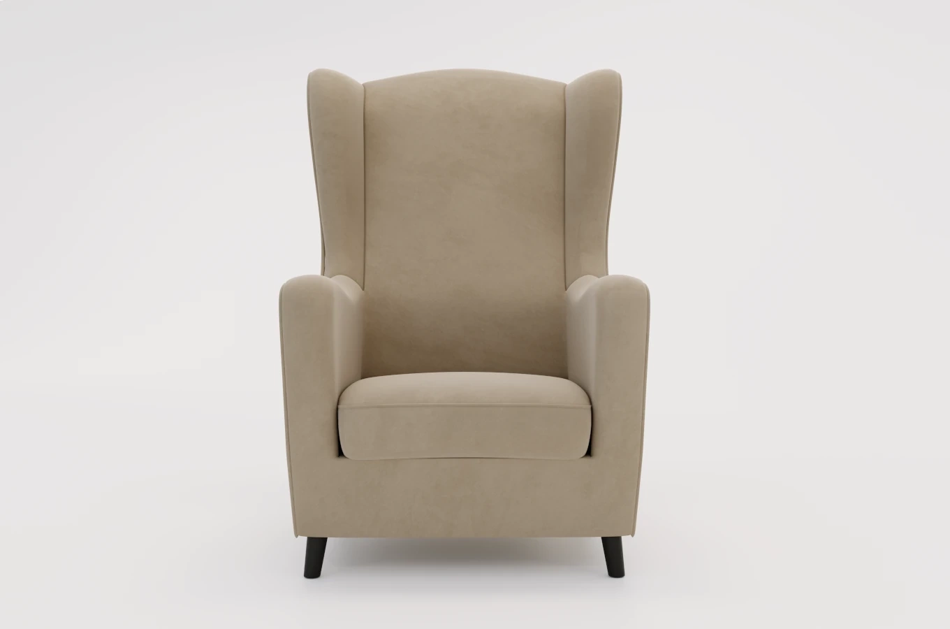 Beżowy fotel uszak Skandica AGNETA / nóżki czarne