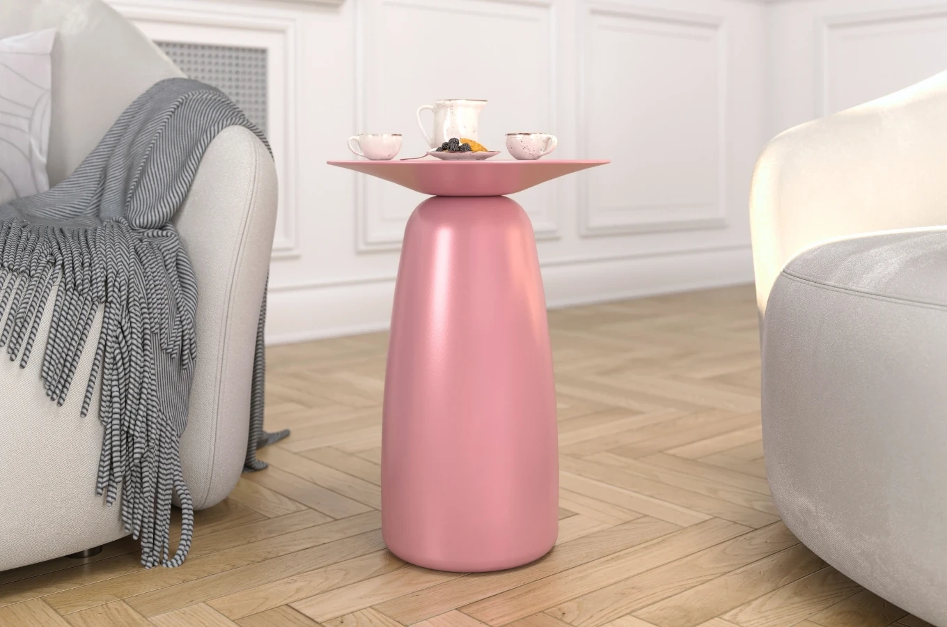 Stolik drewniany Kayani BAOBAB 44 różne kolory, wys. 44 cm / kolor pudrowy róż