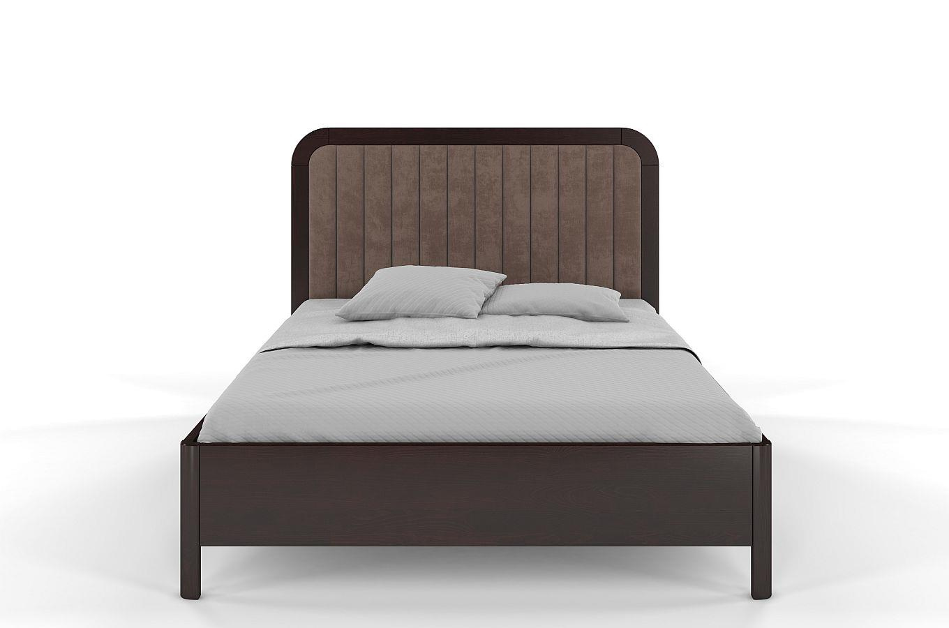 Tapicerowane łóżko drewniane sosnowe Visby MODENA BC z wysokim zagłówkiem / 180x200 cm, kolor palisander, zagłówek Casablanca 2306 (skrzynia na pościel)