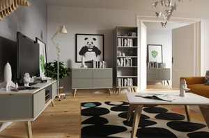 Szara komoda RTV- Skandica JORGEN / szer. 160 cm