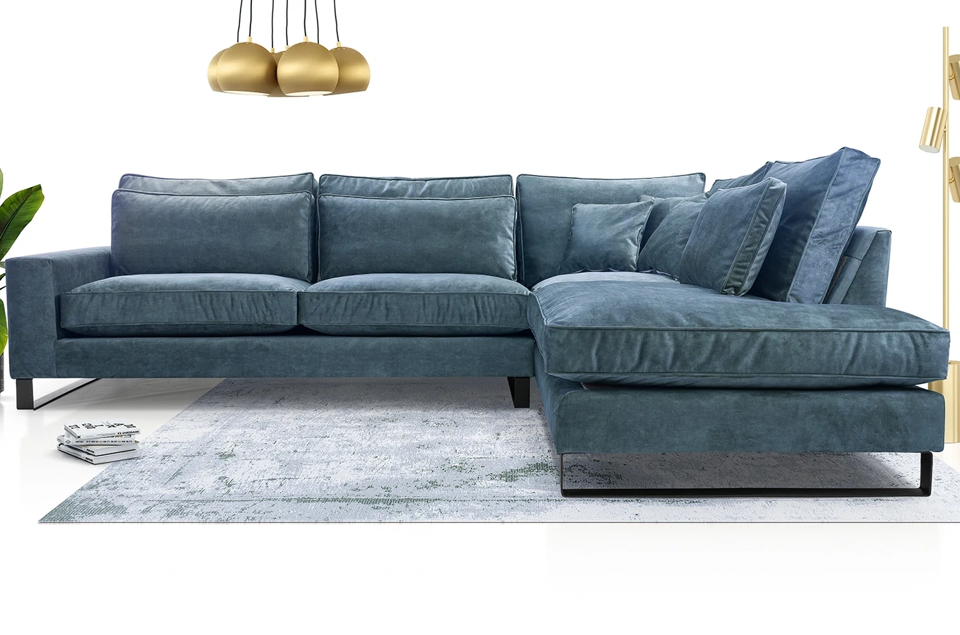 Nowoczesny narożnik LAURENTIA L z metalowymi nogami