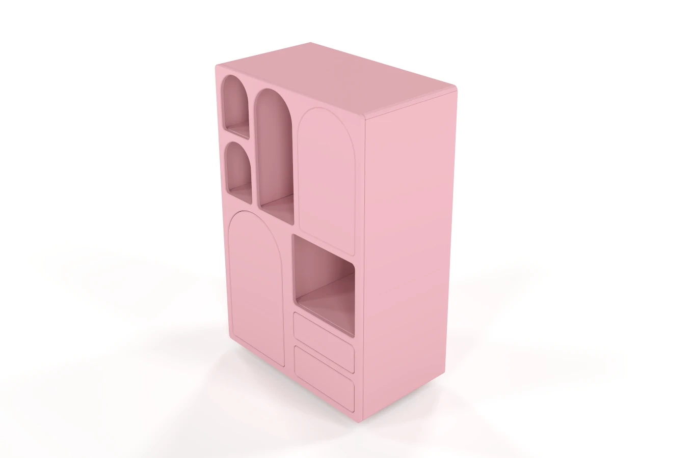 Drewniana komoda z łukami Visby OLIMPIA HIGH / kolor pudrowy róż / szer. 80 cm