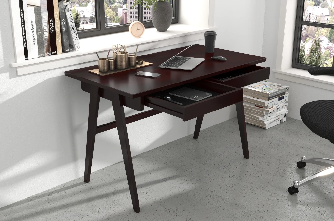 Drewniane bukowe biurko / toaletka z szufladami Visby EDDA / 120x65 cm