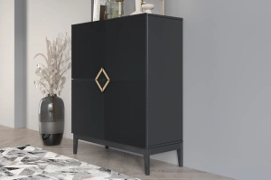 Drewniana komoda Visby DEMI HIGH / kolor czarny / szer. 100 cm