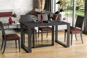 Nowoczesny rozkładany stół BORYS BIS na metalowych nogach 130-310 x 90 cm (ciemny beton)