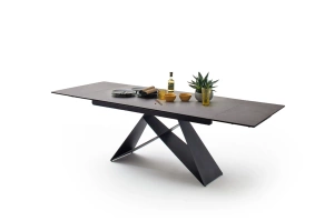 Nowoczesny rozkładany stół KOBE z ceramicznym blatem na metalowych nogach, kolor antracyt / 160-240 x 90 cm