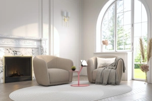 Metalowy stolik pomocniczy do salonu Kayani IROKO / kolor pudrowy róż