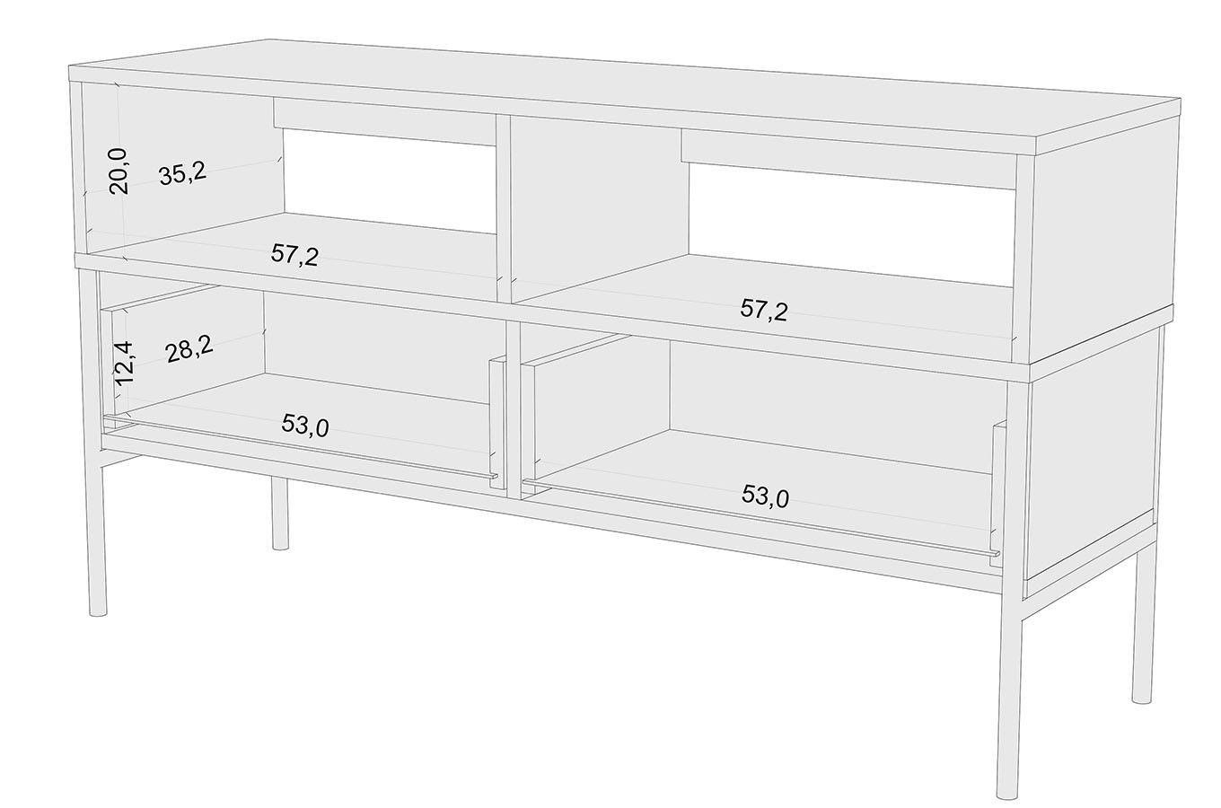 Elegancka granatowa komoda RTV Skandica POLKA na złotych nóżkach / szer. 120 cm