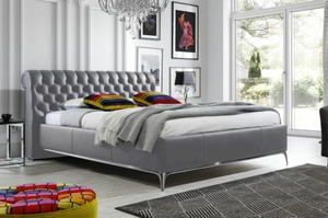 Stylowe łóżko tapicerowane do sypialni MORINO z zagłówkiem w stylu Chesterfield