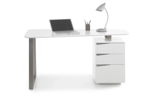 Nowoczesne białe biurko z szufladami TORI II / 150x67 cm