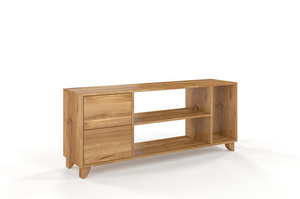 Drewniana szafka RTV dębowa Visby VIVECA na nóżkach / szer. 140 cm