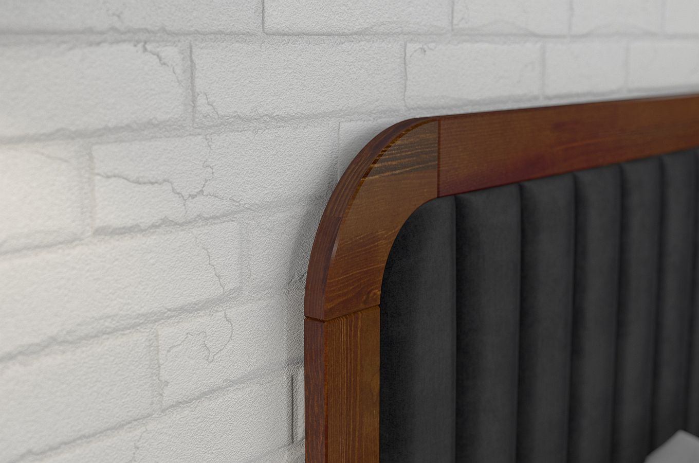 Tapicerowane łóżko drewniane sosnowe Visby MODENA z wysokim zagłówkiem