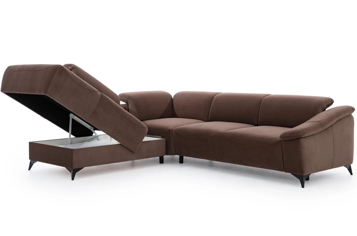 Nowoczesny narożnik CORTEZ z funkcją spania i pojemnikiem na pościel