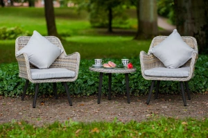 Zestaw mebli ogrodowych z technorattanu ASOLO / Stół + 2 fotele