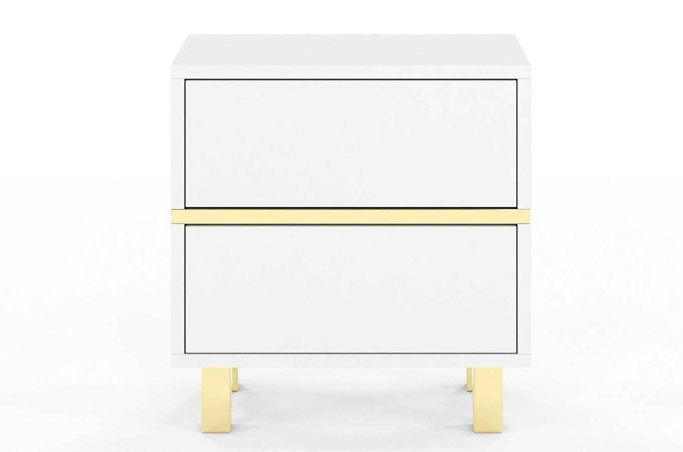 Elegancka biała szafka nocna Dancan MAGICA ze złotymi dodatkami / szer. 49 cm