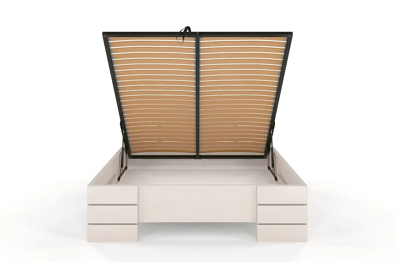 Łóżko drewniane bukowe Visby Sandemo High BC (Skrzynia na pościel) / 200x200 cm, kolor biały