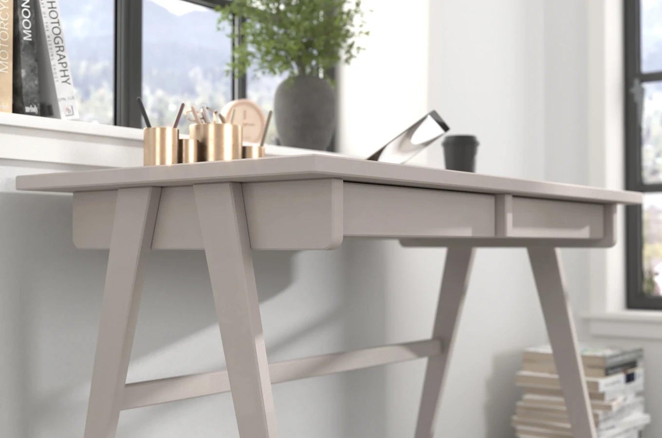 Drewniane bukowe biurko / toaletka z szufladami Visby EDDA / 120x65 cm