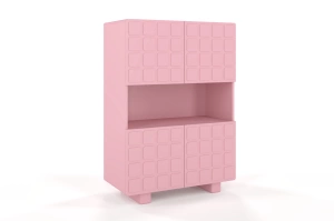 Nowoczesna komoda z frontami 3D Skandica CUBO HIGH / kolor pudrowy róż / szer. 85 cm